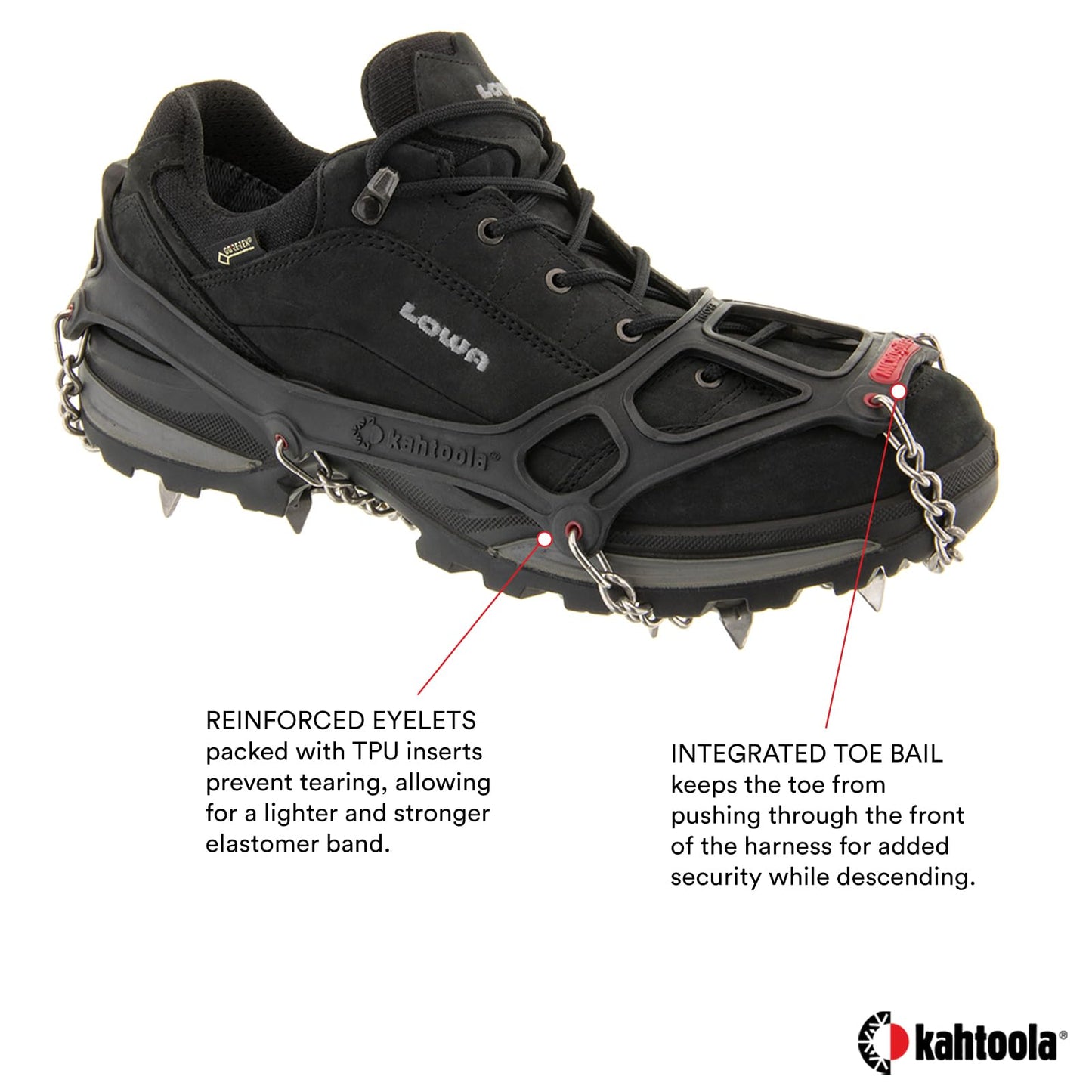 Kahtoola MICROspikes Footwear Traction for Winter Trail Hiking & Ice Mountaineering - Black - Medium
