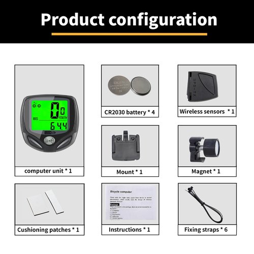 Bike Speedometer, Bicycle odometers,Bicycle Speedometer Wireless Cycle Bike Computer Waterproof Bike Odometer with LCD Display Speedometer Accurate Speed Tracking & Multi-Function