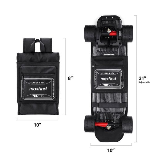 maxfind Professional Skateboard Backpack Waterproof Durable Multi-Functional Sports Bag for Electric Skateboard & Longboard, Commuting Travel Backpack with Adjustable Straps