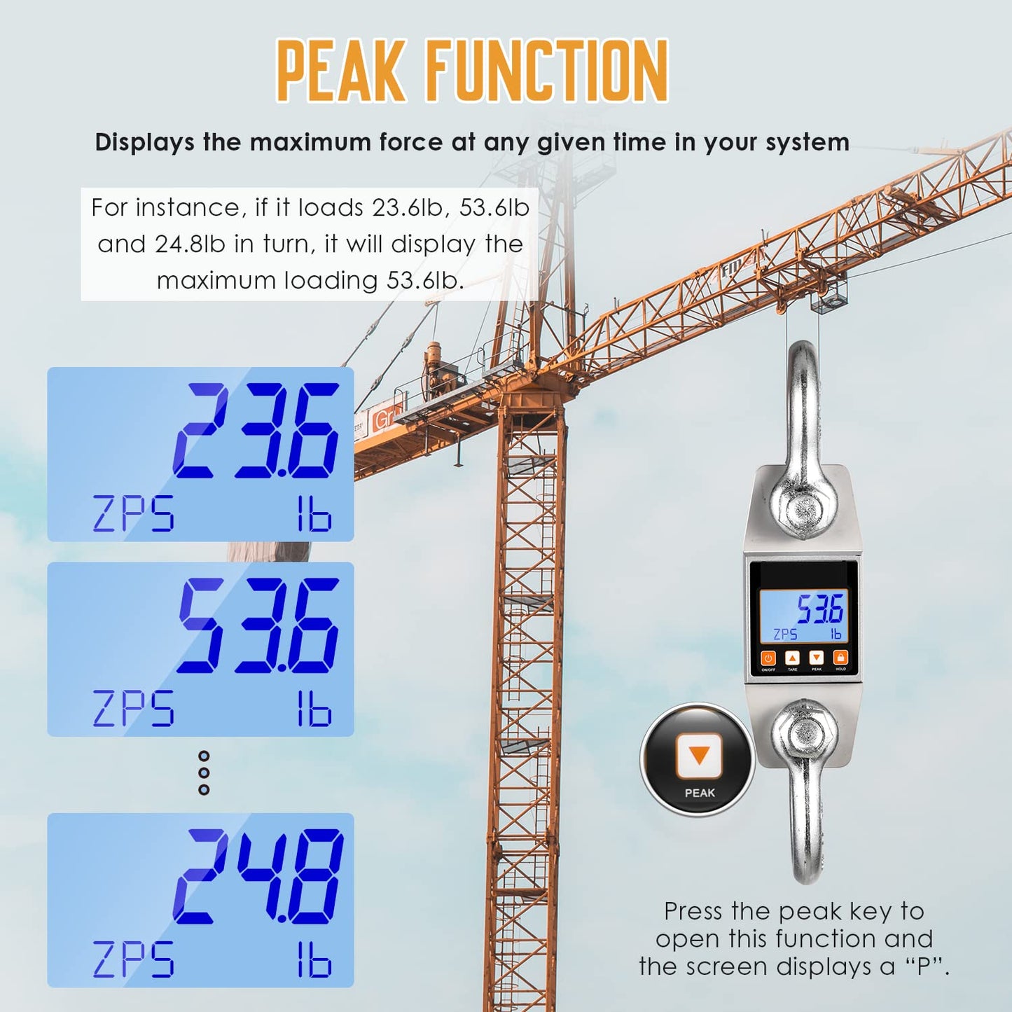 Bonvoisin Digital Crane Scale 6600lb Hanging Scale Heavy Duty Industrial Hanging Weight Scale (6600lb/3000kg)