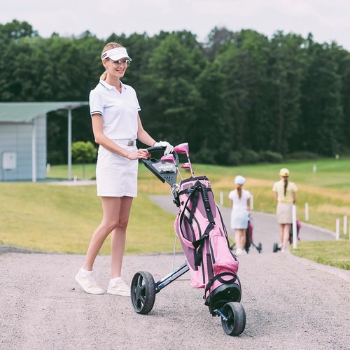 JANUS Golf Cart, Golf Bag cart, Foldable Golf Push cart,Golf Pull cart,3 Wheel Golf Push carts，with Gooseneck or Phone Holder
