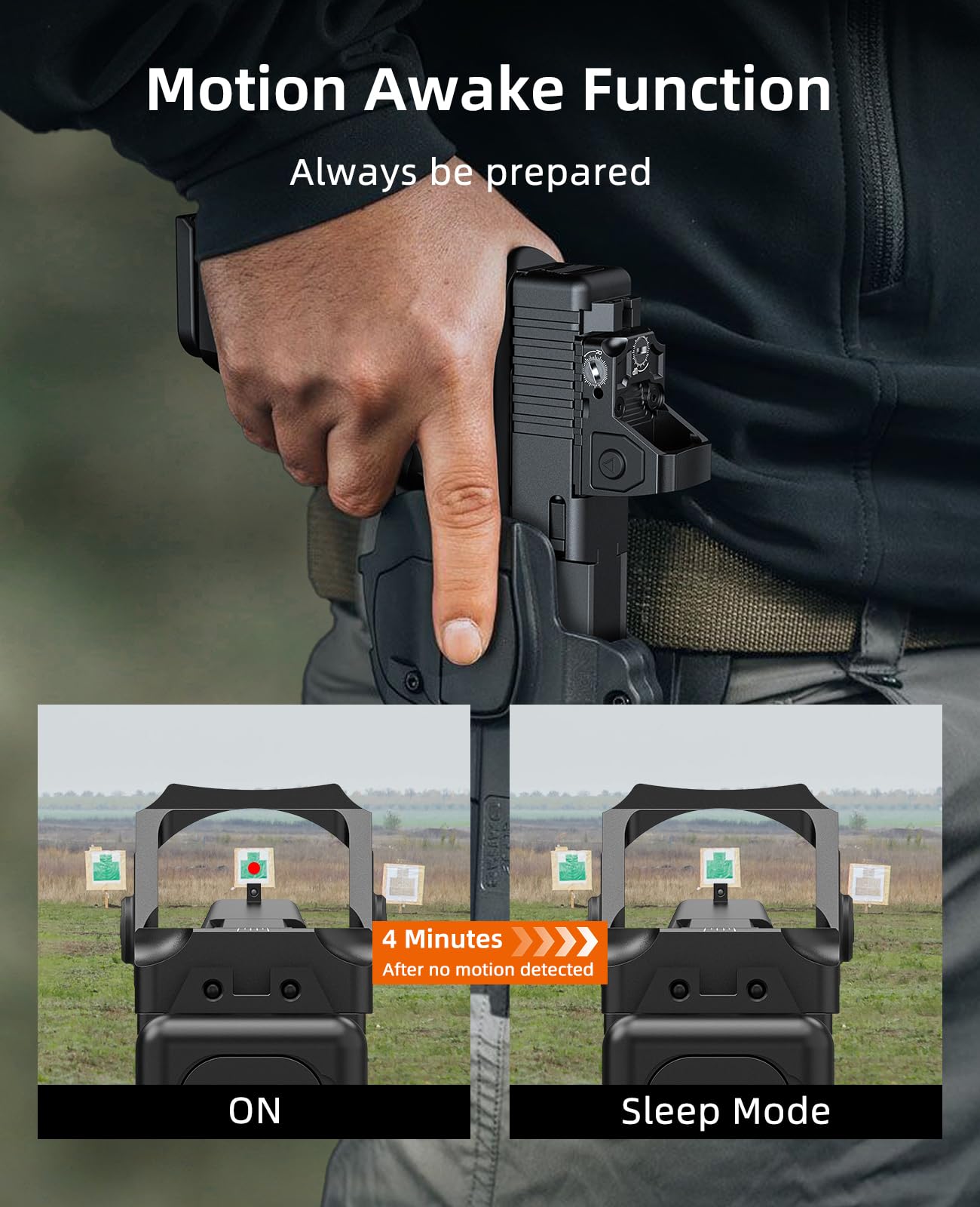 EZshoot Full-Sized Red Dot, Motion Awake Optic for Pistols, 2MOA Dot, 12 Brightness Adjustment Red Dot Scope, Suitable for RMR, Open Reflex Optics with Adapter Plate for MOS and 21mm Picatinny Base