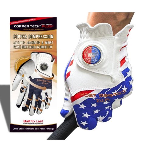 Copper Tech Plus Men's Left for Right Handed Golfers Golf Glove – Advanced Compression for Muscle Support, Joint Relief Gloves – USA, 1 Pack, XX-Large