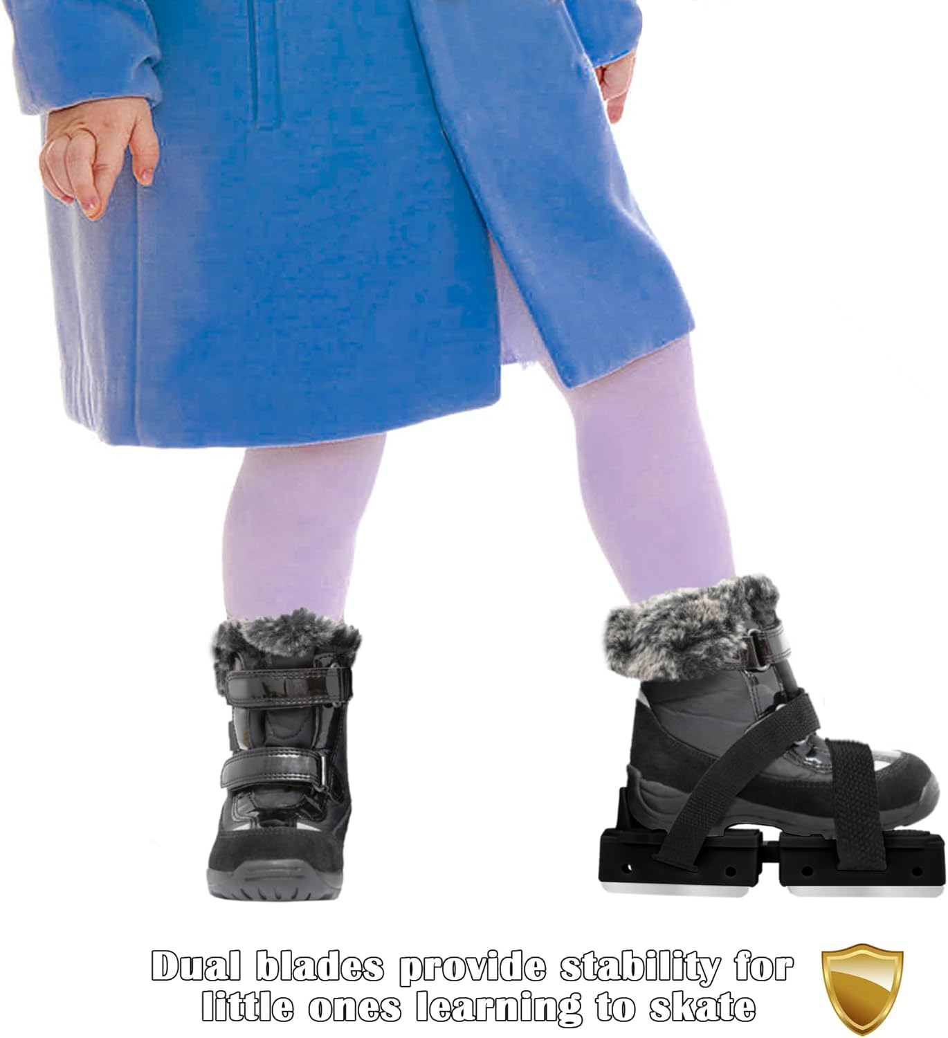1 Pair Toddler Ice Skates- Adjustable Kids Ice Skates- Double Runner Ice Skates with Strap Fastening for Toddlers, Kids, Junior Skater