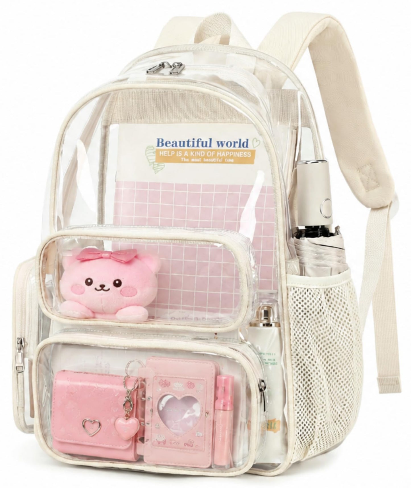 BTOOP Clear Backpack Heavy Duty Transparent Backpack 17" See Through Bookbag for College Work Festival Security with Padded Strap Large Capacity