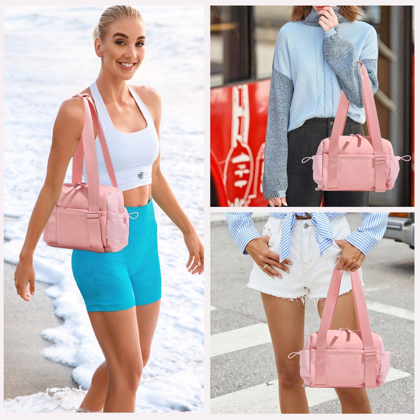 Small Gym Bag for Women Mini Gym Duffle Bag with Wet Compartment,mini duffle Tote Bag small duffle bag for Workout/Sport/Travel (Pink)