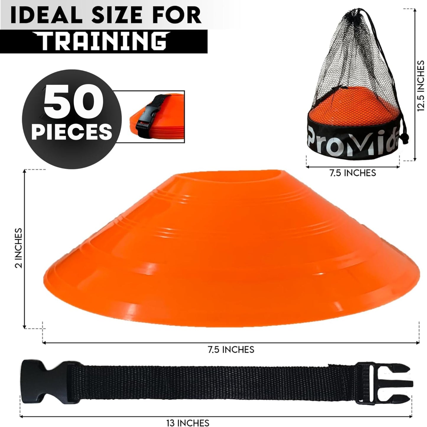 Disc Soccer Cones for Training Kids - 200,100,50 Small Plastic Cones for Sports Training - Flexible Conos for Soccer Practice Equipment, Basketball & Football Drills Equipment (Orange - 50 Pack)