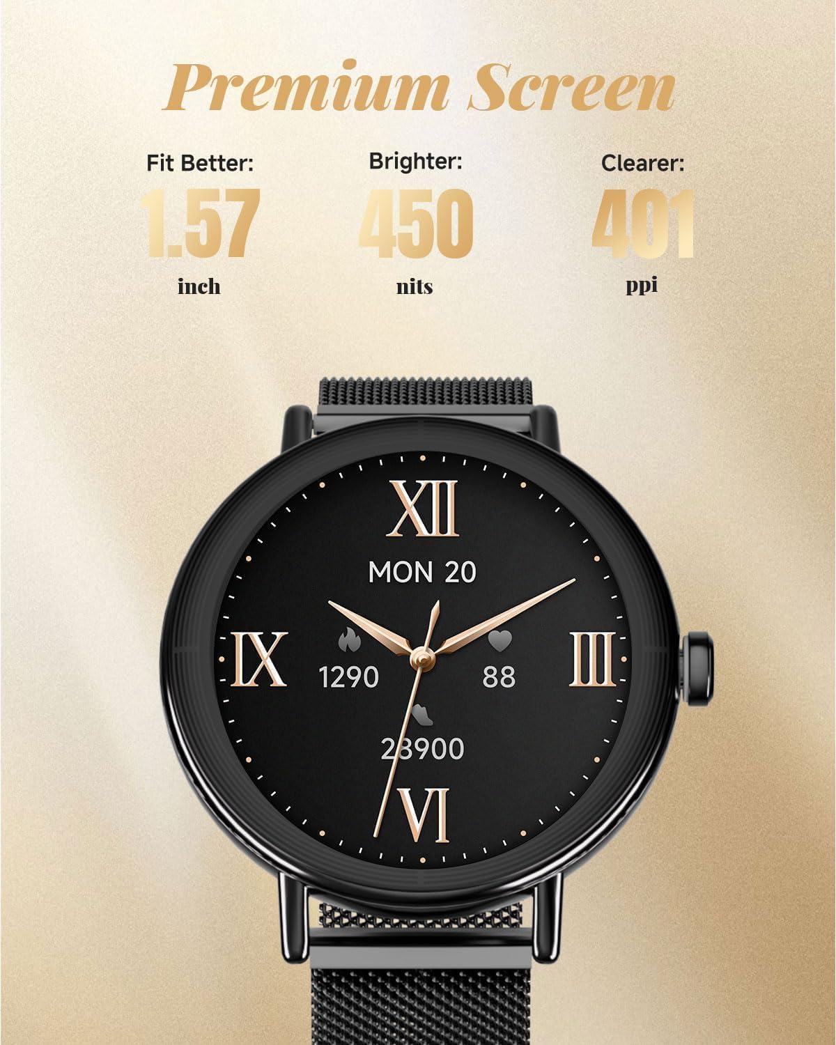 TOOBUR Smart Watch for Men Women with Two Bands, 40mm HD Smartwatch, Compatible with Android & iOS, Answer/Make Calls, Fitness Watch with Step/Sleep/HR Tracker, IP68, Stylish Gift, Black