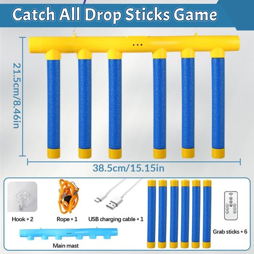 Catching Sticks Game, Drop Stick Game Challenge Game, Catching Sticks Game Reaction Training Toy, Falling Sticks Catching Game Adults, Coordination Catching Stick Game Reaction Training Toy (Blue)