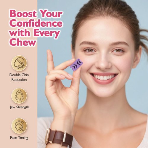 Azrra Jaw Exerciser for Women & Men, 4 Resistance Levels (8pcs) Jawline Shaper Exerciser, Jaw Trainer Double Chin Eliminator for Jawline Face Toning & Strengthening