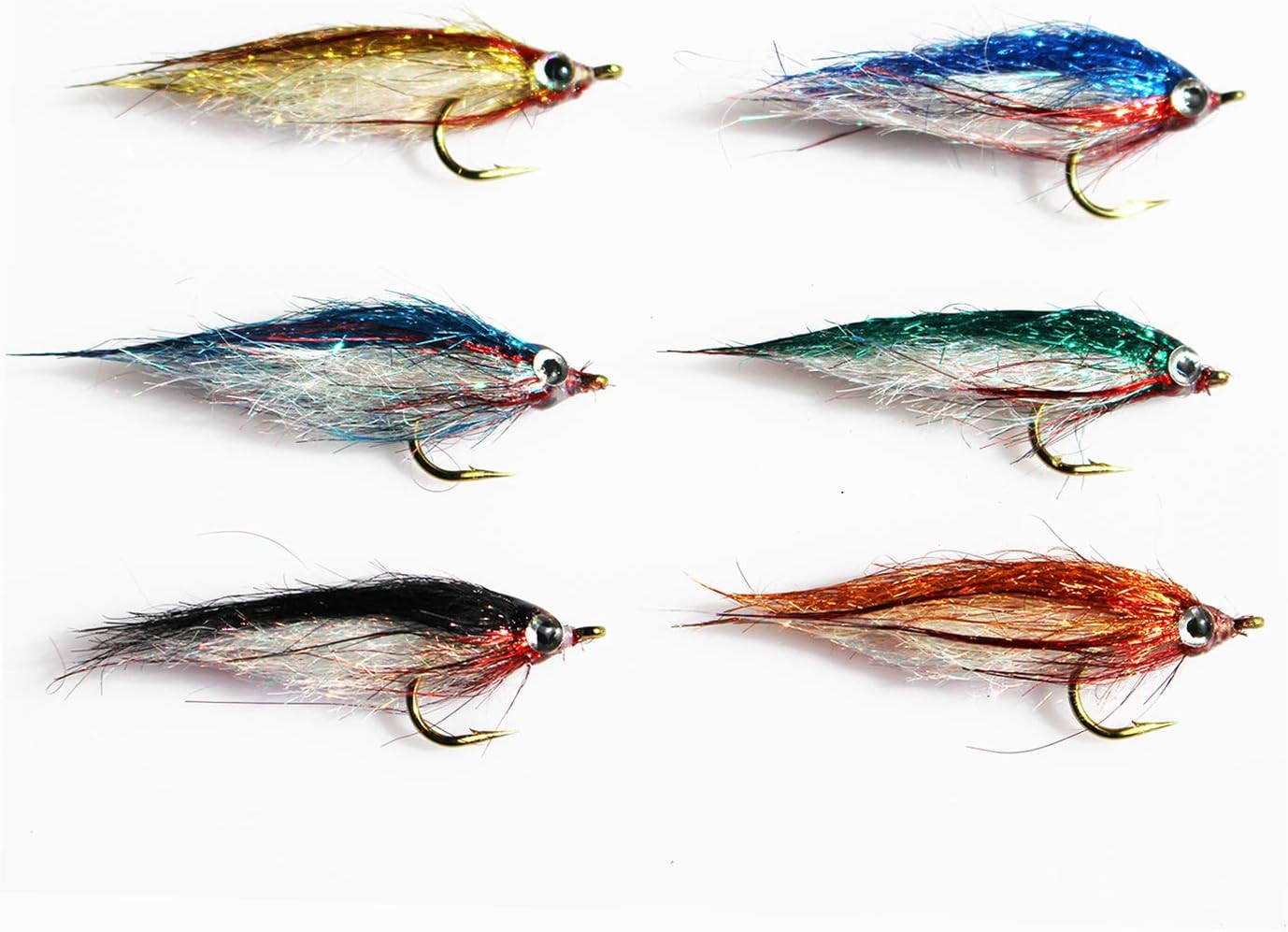 12 pcs Wounded Minnow Fly Ice Dub UV Polar Fry Slowly Sinking Salmon Trout Steelhead Fly Fishing Flies Lures Set-Size 8