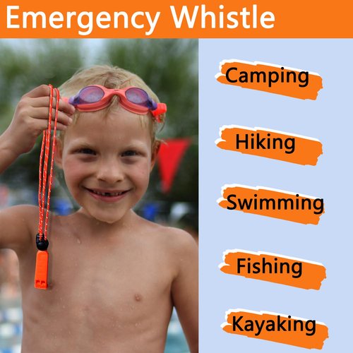 Amzonly Emergency Whistle, 120db+ Safety Whistle Survival Shrill Loud for Camping Hiking Hunting Boating Fishing Life Vest Jacket Rescue Signaling Kids Lifeguard 9 Pack