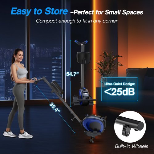 WELLFIT Rowing Machine for Home - Magnetic Rowing Machines 300lbs Capacity, Quiet Compact Smart Indoor Rower with Adjustable Resistance, Work with KINOMAP for Glute,Leg,Arm Muscles Workout Exercise