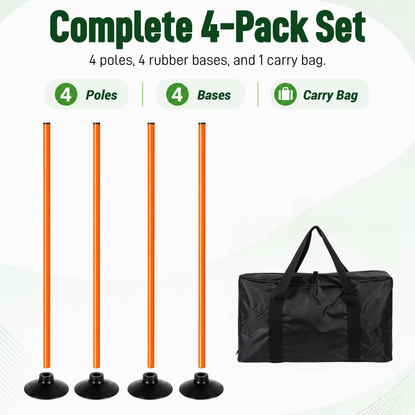 CTYYPYUYU Soccer Agility Training Poles, 5 FT Adjustable Speed and Agility Training Equipment, Rubber Bases, 4 Pack (Orange)