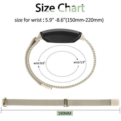 Vanjua for Fitbit Inspire 2 / Inspire 3 / Inspire/Inspire HR Bands Women Men, Stainless Steel Metal Mesh Loop Adjustable Magnetic Wristband Replacement Strap for Fitbit Inspire 2 Fitness Tracker