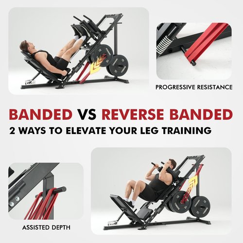 Mikolo Leg Press Hack Squat Machine Combo, Leg Press Machines for Home Gym with Linear Bearing, Hack Squat Machine with Rear and Front Band Pegs, Leg Machine for Full Range Leg Training, Black