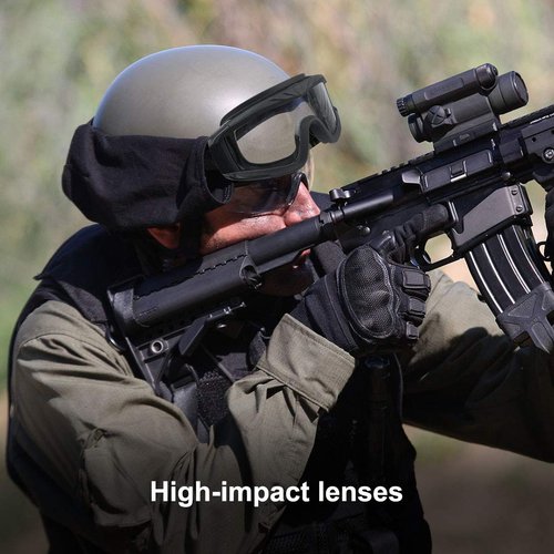 xaegistac Airsoft Goggles, ANSI Z87.1 Certified Tactical Safety Goggles Anti Fog Military Eyewear with 3 Interchangable Lens for Paintball Riding Shooting Hunting Cycling (Black)