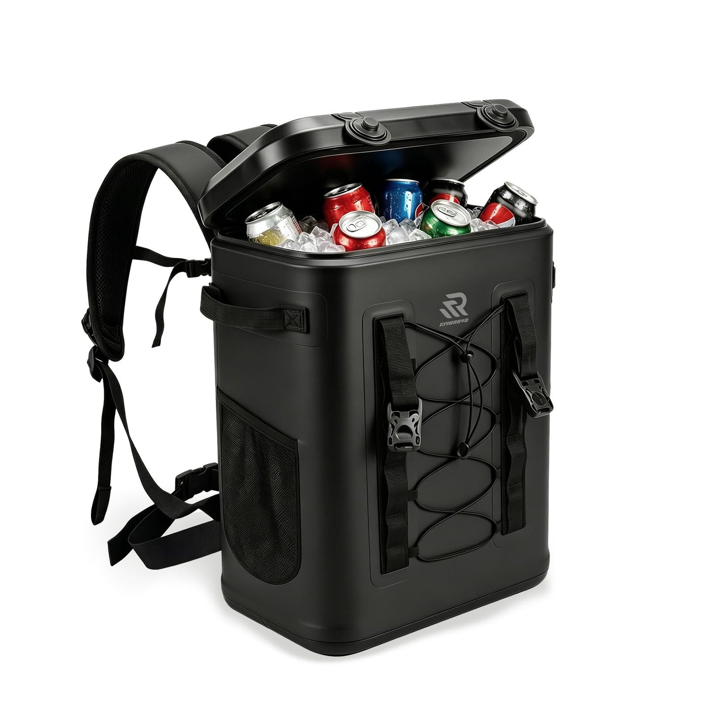 RIVONOVA Premium Zipperless Magnetic Kayak Cooler Backpack Black