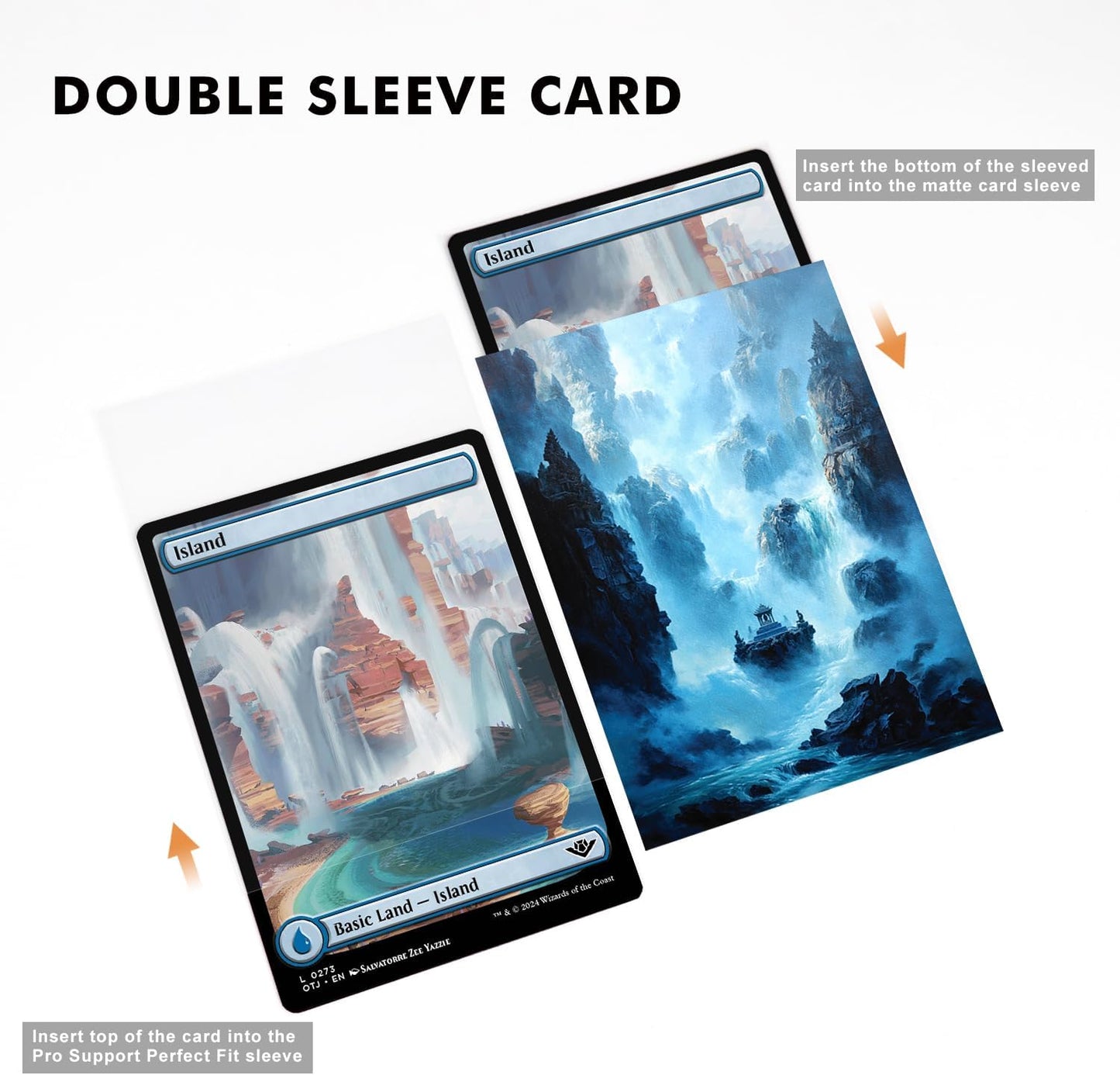 100 Card Sleeves for MTG with 100 Inner Sleeve, Textured Back Art Sleeves, Fit Standard Size Cards - Forest