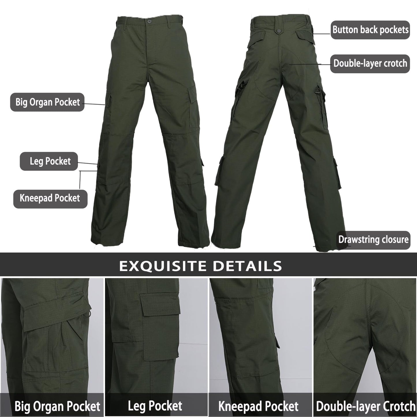 ACU Tactical Military Uniform Set Camo Combat Jacket Pants Suit Outdoor Hunting Paintball Airsoft Apparel for Men Green XL