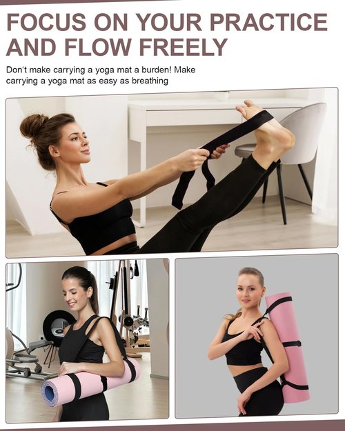 Fyroxx Yoga Mat carrier, premium yoga strap for carrying yoga mats with adjustable Velcro strap, suitable for carrying most sizes of yoga mats, free your hands, soft and durable