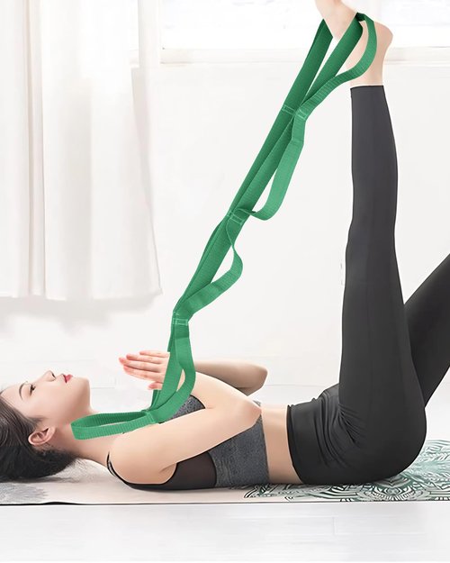 Stretching Yoga Strap for Physical Therapy, 10 Loops Yoga Straps for Stretching, Non-Elastic Stretch Bands for Exercise, Pilates, Gym, Stretch Strap for Women & Men