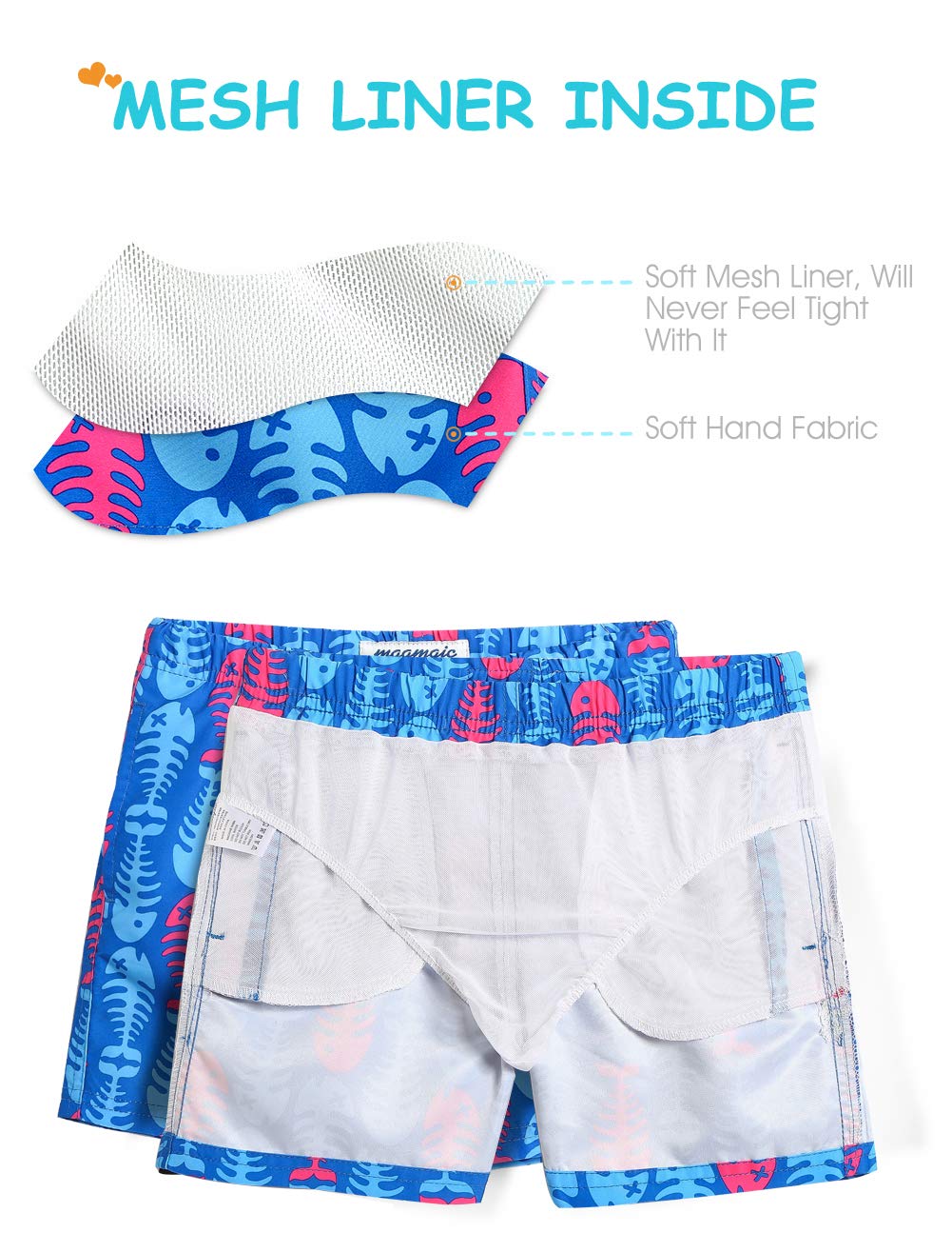 maamgic Boys Swim Trunks Toddler Swim Shorts Little Boys Bathing Suit Swimsuit Toddler Boy Swimwear,Fish-Blue,2 T
