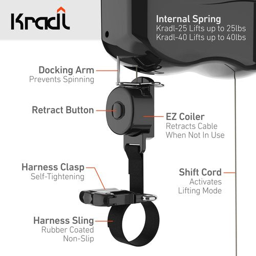 Kradl 2-Pack (40 Pound / 40 Pound). Ceiling Mount Bike Lift and Rack. Bicycle Storage Hoist Without Electricity, Clumsy Ropes or Pulleys.