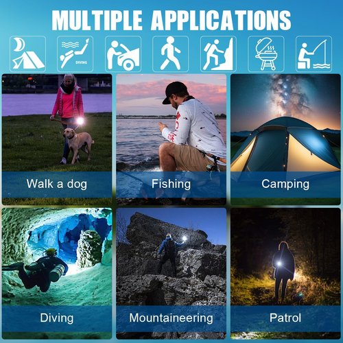 HECLOUD 3000LM Diving Flashlight IPX8 Waterproof Scuba Light 3 Modes Rechargeable Underwater Light for Snorkeling, Ideal Gift for Divers and Underwater Sports Enthusiasts