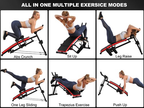 KESHWELL Ab Workout Machine,Core Abs Exercise Equipment for Home Gym,Adjustable Sit Up Bench Strength Training Abdominal Cruncher,Foldable Core Workout Machine with Resistance Bands&LCD Display