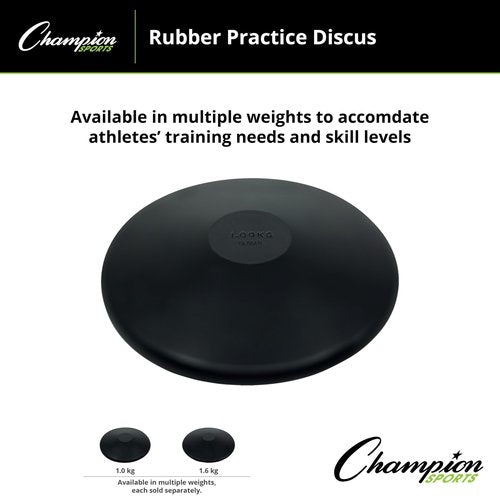 Champion Sports Rubber Practice Discus, 1.0 kg , Black