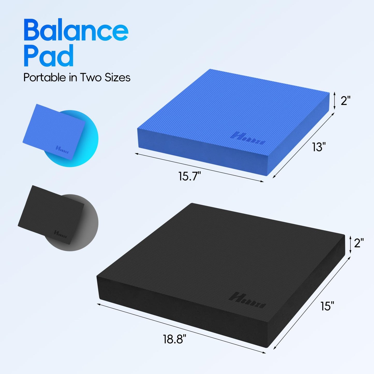 Professional Balance Pad, Nonslip Foam Exercise Balance Pad Cushion for Physical Therapy, Foam Balance Mat for Exercise, Yoga, Fitness, Stability Training and Stretching (Black, 18.9 * 15.0 * 2in)