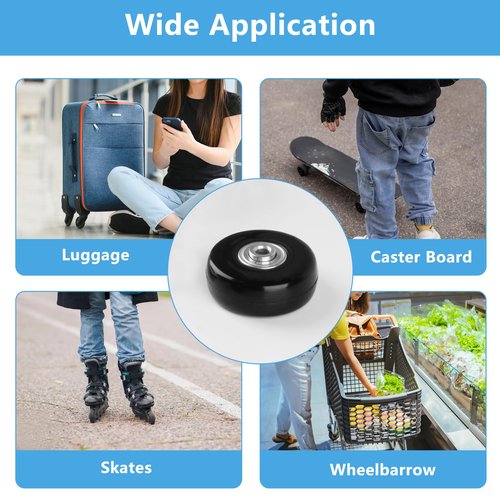 4 Pcs Luggage Replacement Kit, 50mm x 18mm Rubber Replacement Wheels, Luggage Suitcase Replacement Wheels Repair Kit for Suitcase Inline Skate Caster Board
