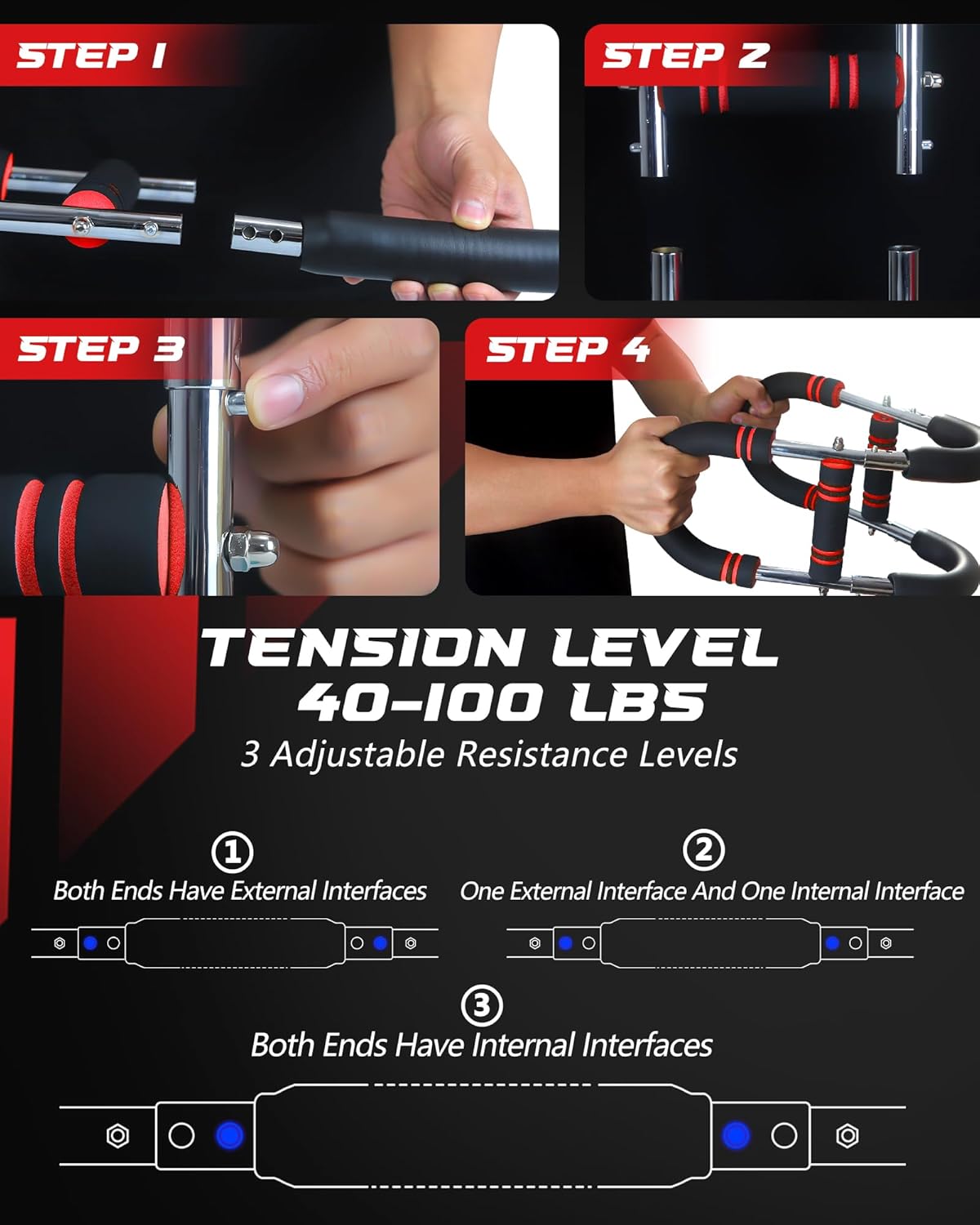 2025 Pro Twister Arm Trainer, Adjustable Power Twister Bar, Chest Shoulder Arm Workout Equipment, Portable Detachable Upper Body Fitness Machine for Home & Gym