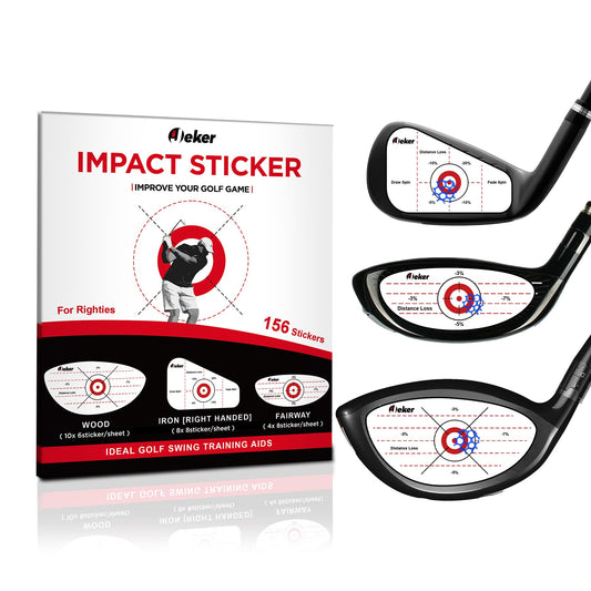 IJEKER Golf Impact Tape - High-Resolution Strike Stickers for Iron, Wood & Fairway Clubs, Non-Residue, Swing Training Aid Impact Labels, Mixed Club Types, 156pcs