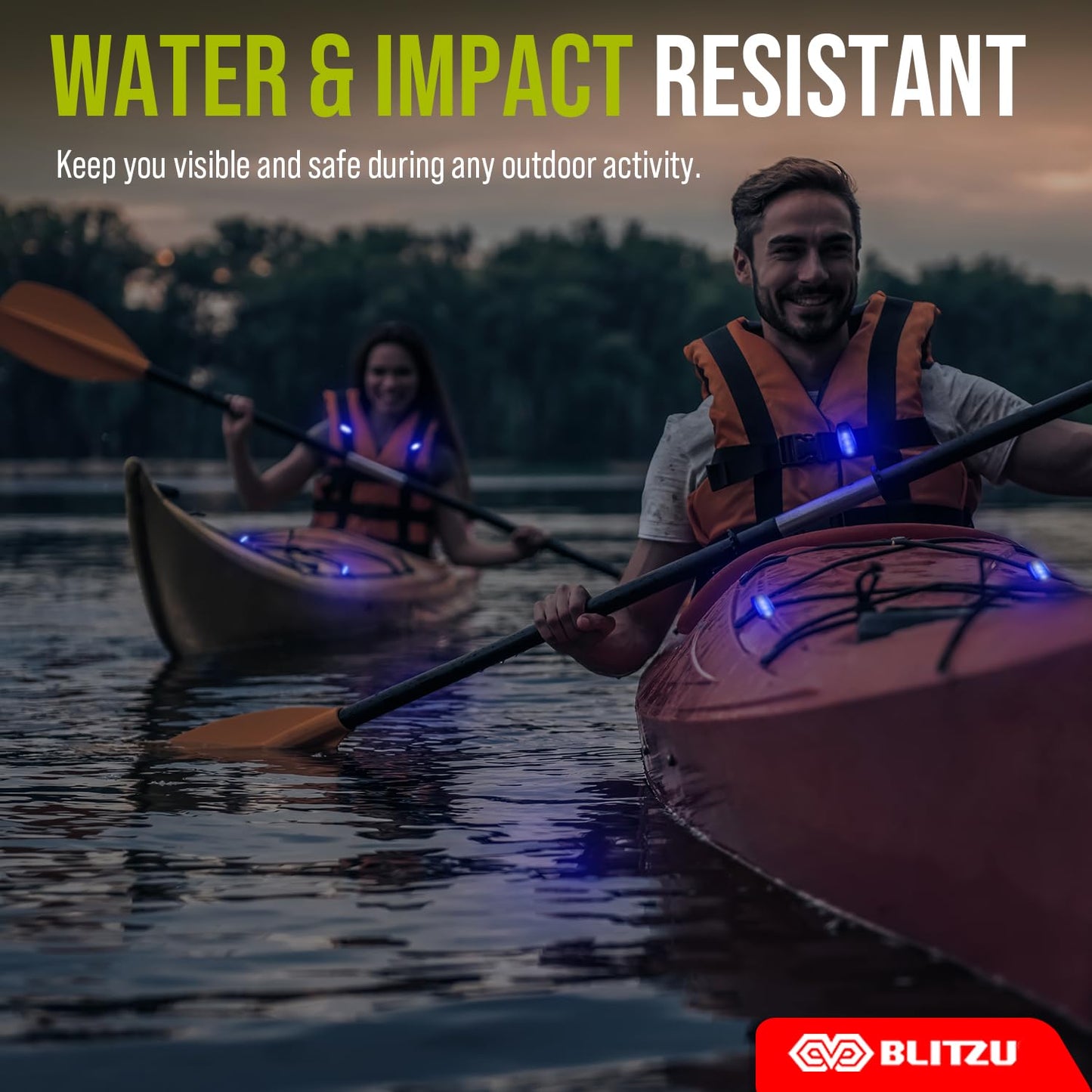 4 Pack LED Safety Light, Clip on Reflective Gear Lights for Walking at Night, Running, Jogging, High Visibility Strobe Light Accessories for Runners, Kids, Hiking, Kayak, Cycling, Camping, Boat Blue