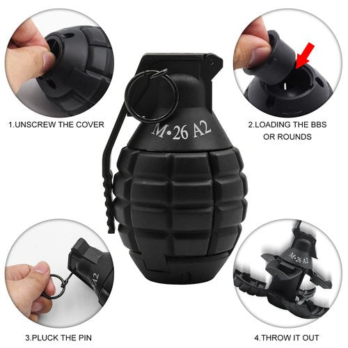 Zhongren CS Hand Grenades Toys Model Toy Spring Powered Impact for Battle Games Tactcial Airsoft Paintball (Black+Green)