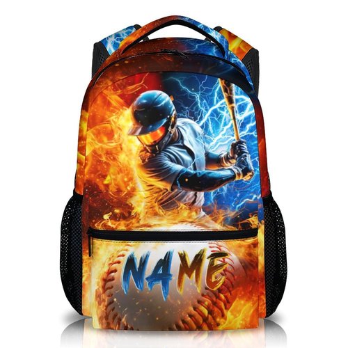 Backpack for Boys, Personalized Baseball Backpacks for Kids Teens Elementary Middle Primary High Senior, 17 Inch Lightweight Custom Sport Bookbag for Ages 6-18 Back to School Travel