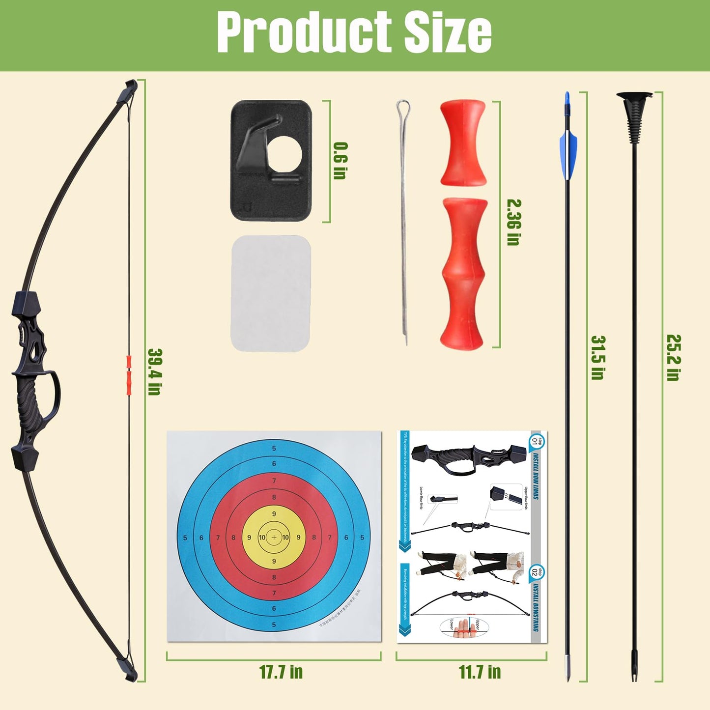 40" Bow and Arrow Set for Teens,Ambidextrous Adult Archery Bow Set with 7 Arrows,Beginner Recurve Bow Gift for Outdoor Backyard Game