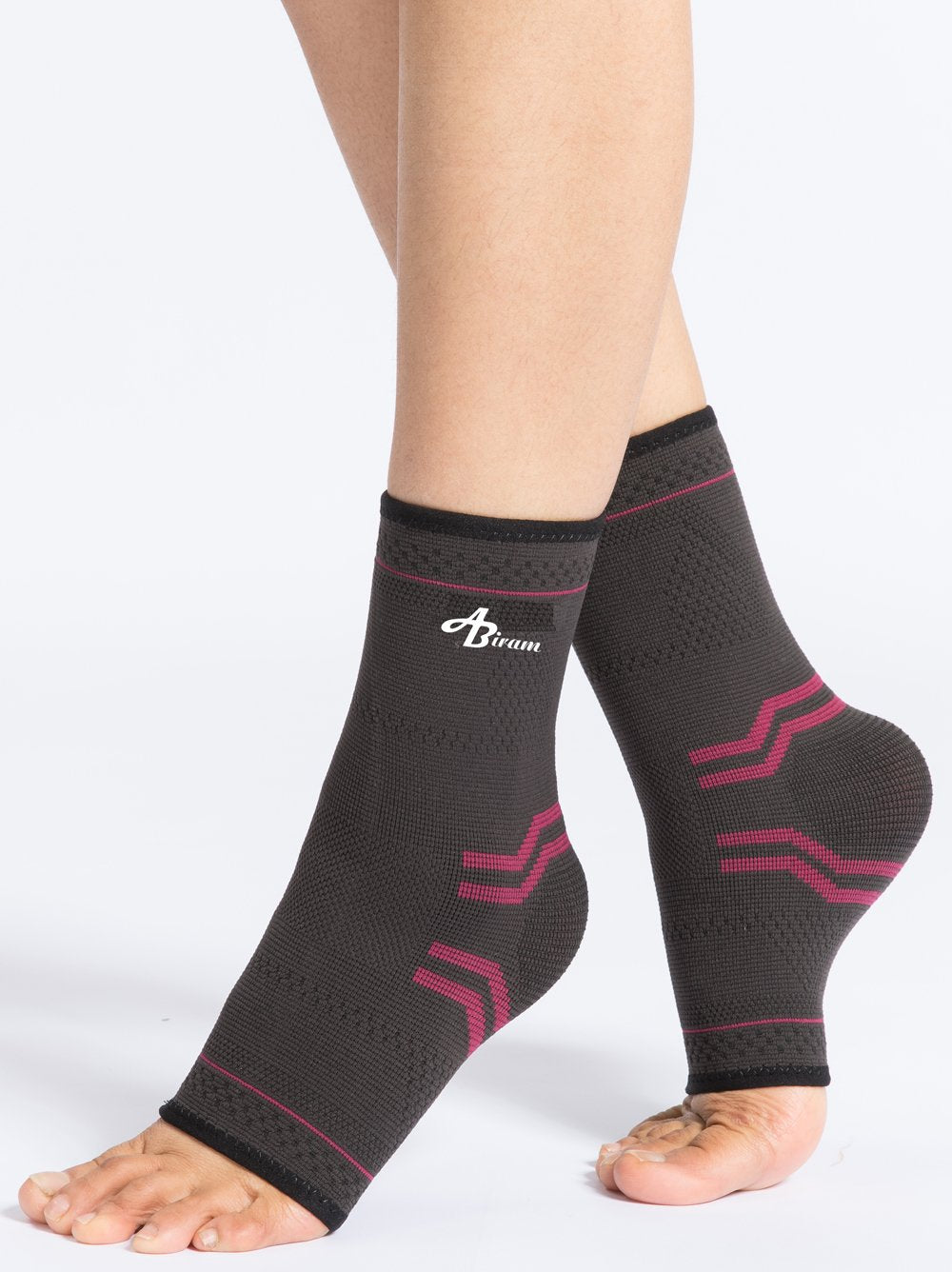 ABIRAM Ankle Brace for Men & Women - Adjustable Compression Sleeve with Wrap, Stability Support & Relief for Sprained Ankle, Plantar Fasciitis & Achilles Tendonitis - Breathable Running & Sports Gear