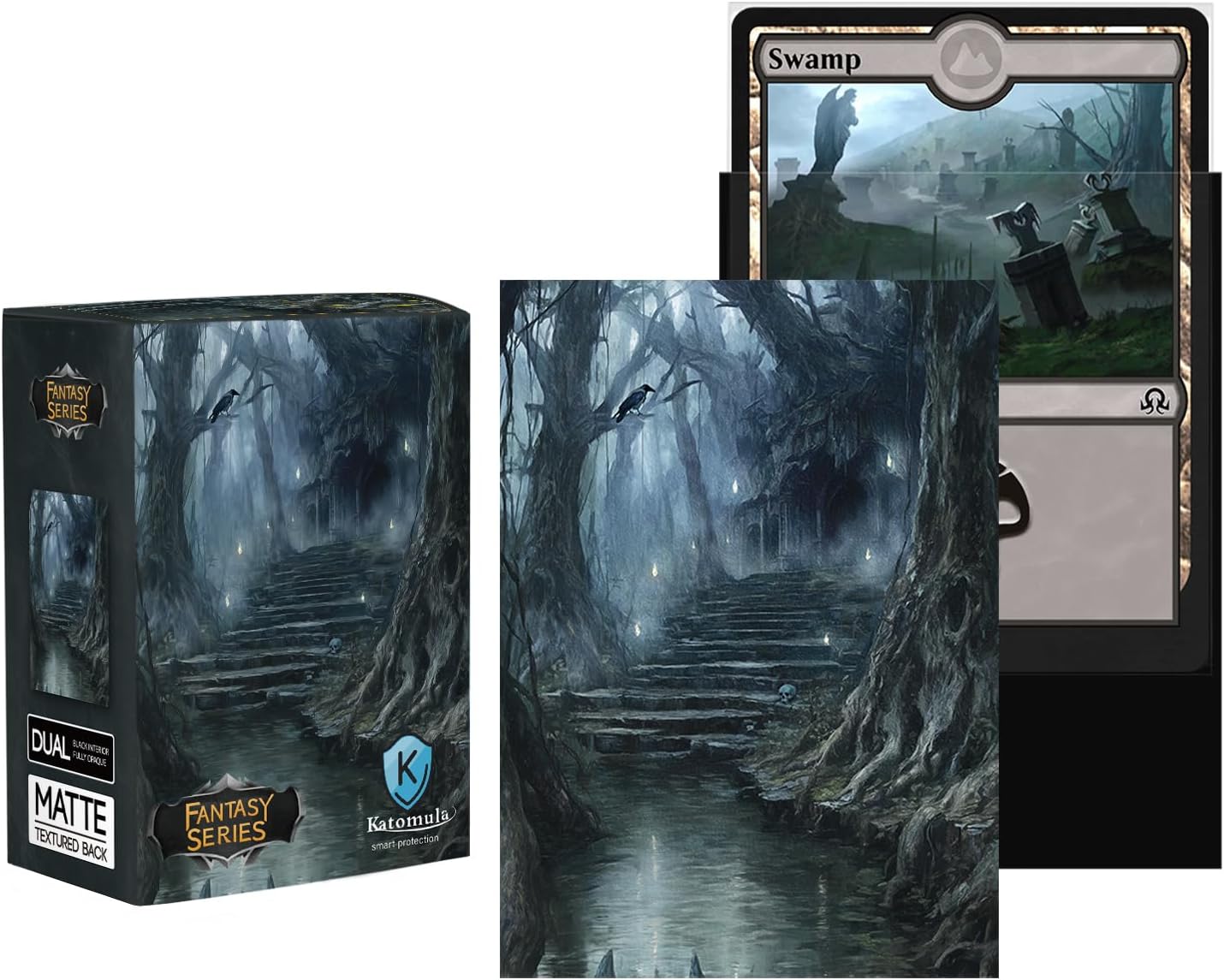 100 Card Sleeves for MTG with 100 Inner Sleeve, Textured Back Art Sleeves, Fit Standard Size Cards - Forest