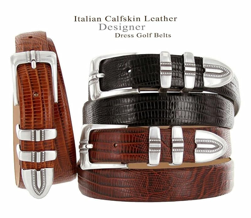 Genuine Full-Grain Cowhide Leather Dress Belt - 1-1/8" Wide, Alligator Brown+38 Variation