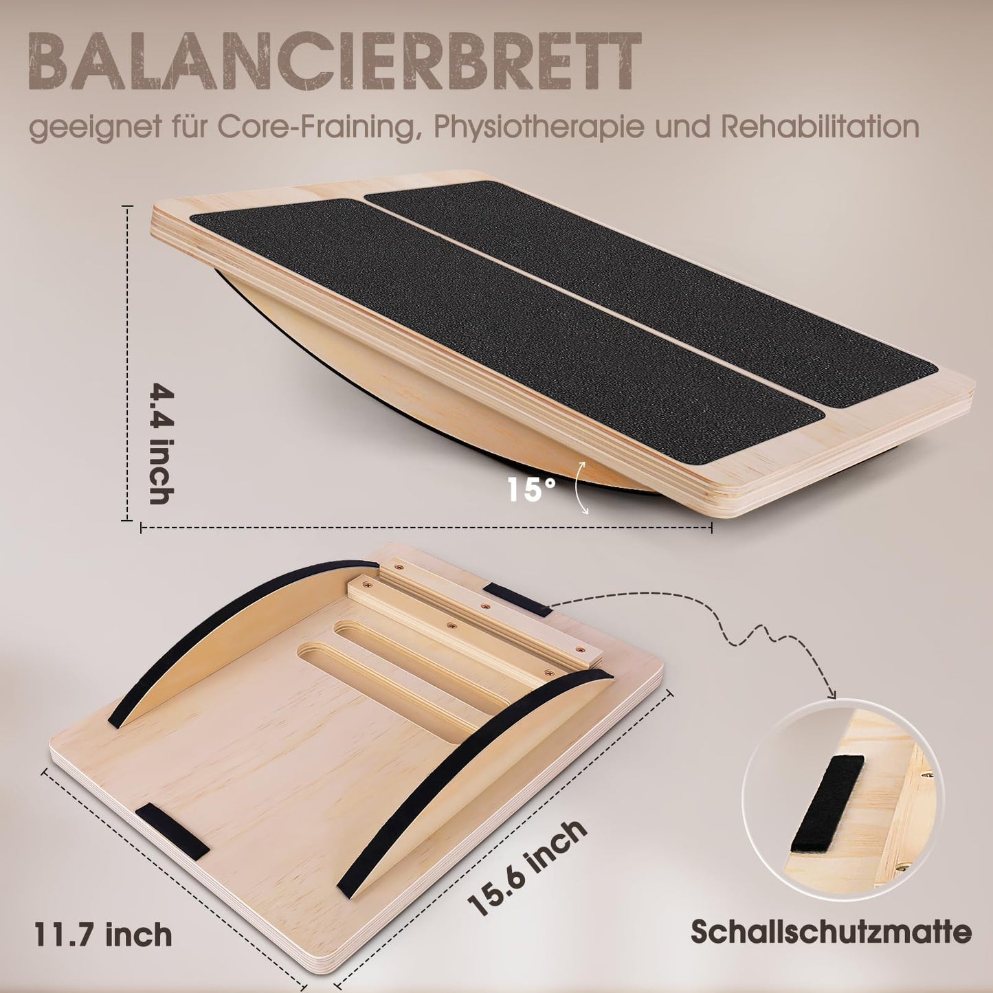 Woodure 2-in-1 Slant Board & Balance Board for Adults, Adjustable Incline Board and Calf Stretcher Slant Board for Squats, Stretch Board for Knees Ankle Heel Feet Leg