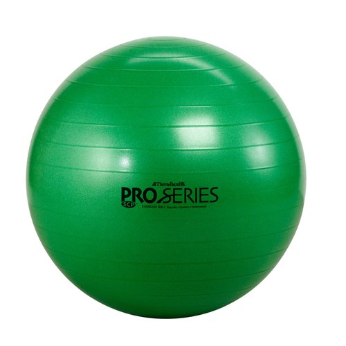 THERABAND Exercise Ball, Professional Series Stability Ball with 65 cm Diameter for Athletes 5'7" to 6'1" Tall, Slow Deflate Fitness Ball for Improved Posture, Balance, Yoga, Pilates, Core, Green