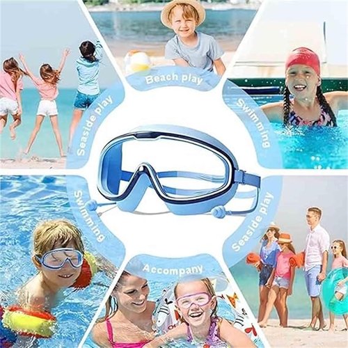 ronsalo Kiggles Goggles, Kiggles Safe and Smart Swim Goggles for Kids, Protective Eyewear HD Large Frame Waterproof (Pink green)