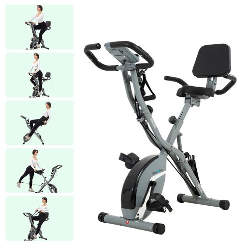 BARWING Stationary Exercise Bike for Home Workout, 5 IN 1 Foldable Indoor Cycling Bike for Seniors, 350LB Capacity, 16-Level Magnetic Resistance, Seat Backrest Adjustments