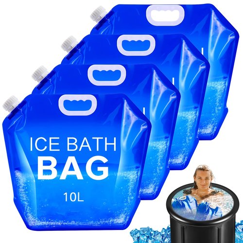 Tryitsbest 4 Pack Ice Bath Bags Reusable, Large Capacity Cold Plunge Ice Bath Accessories, Portable Bathtub Freezer Water Bags for Ice Baths at Home (10L/2.6 Gallon -4Pcs)