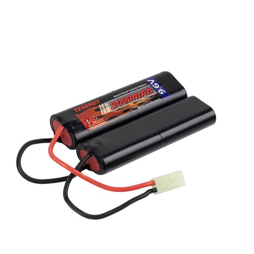 Tenergy Airsoft Battery 9.6V NiMH Nunchuck Battery with Mini Tamiya Connector High Capacity 2000mAh Battery Pack for Airsoft Guns