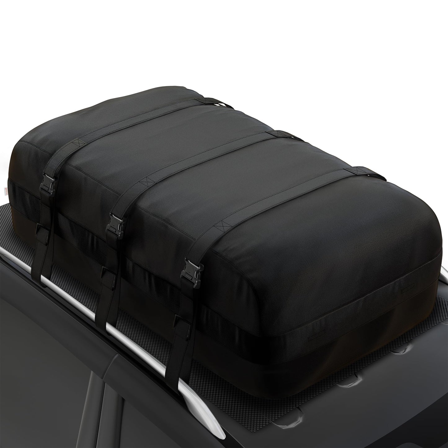 iBirdie Roof Rack Cargo Carrier 15.3 Cubic Feet, Soft-Shell Rooftop Cargo Box, Waterproof Heavy Duty 1200D for Car with/Without Roof Rack, Includes Anti-Slip Mat, Door Hooks, 46x34x17 inches