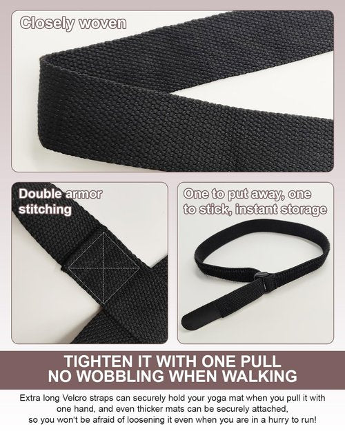 Fyroxx Yoga Mat carrier, premium yoga strap for carrying yoga mats with adjustable Velcro strap, suitable for carrying most sizes of yoga mats, free your hands, soft and durable